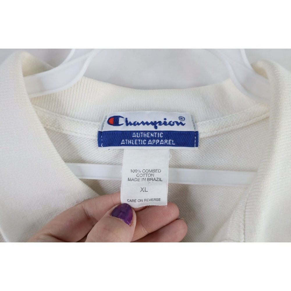 Vtg 90s Champion Mens XL Spell Out Ohio State University Golf Polo Shirt White - Picture 7 of 12